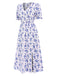 Abito midi boho floreale volant con scollo a V anni '40