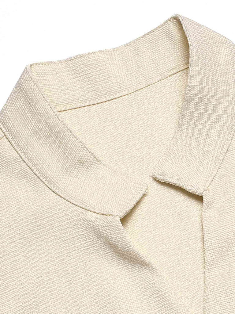 2PCS Canotta bottoni e pantaloni a gamba larga beige anni '60