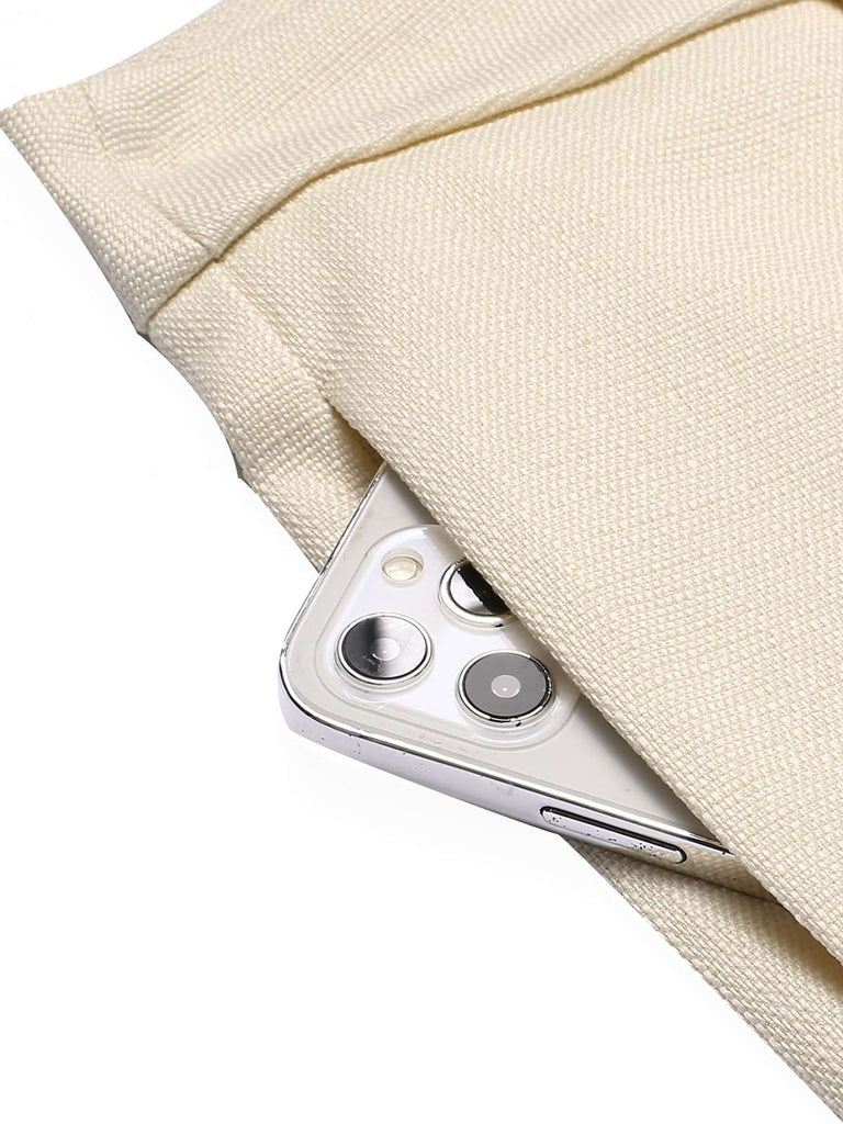 2PCS Canotta bottoni e pantaloni a gamba larga beige anni '60