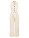 2PCS Canotta bottoni e pantaloni a gamba larga beige anni '60