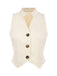 2PCS Canotta bottoni e pantaloni a gamba larga beige anni '60