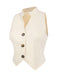 2PCS Canotta bottoni e pantaloni a gamba larga beige anni '60