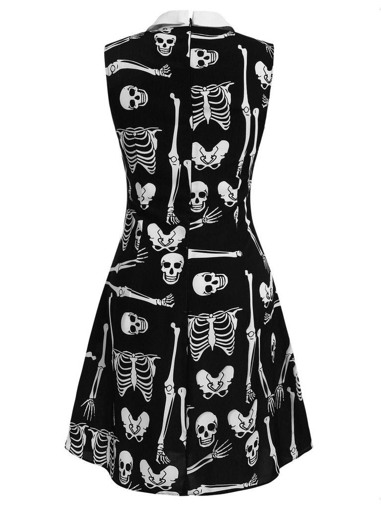 Abito mod a scheletro Halloween con revers nero anni '60