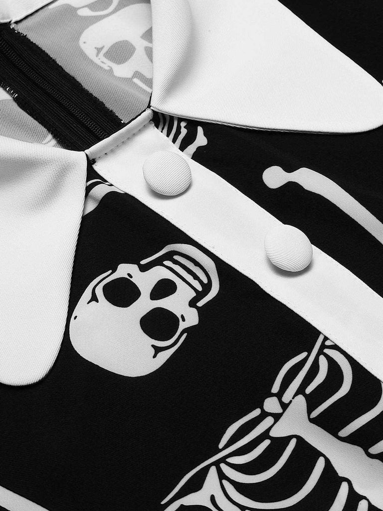 Abito mod a scheletro Halloween con revers nero anni '60