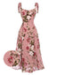 Abito con lacci floreale rosa anni '40