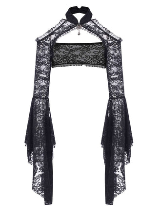 Mantella con maniche a svasatura in pizzo e strass anni '60