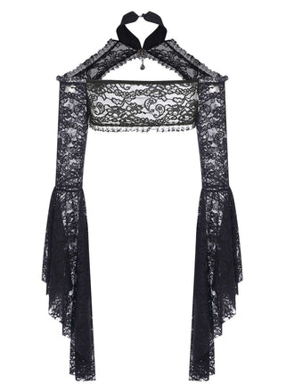 Mantella con maniche a svasatura in pizzo e strass anni '60