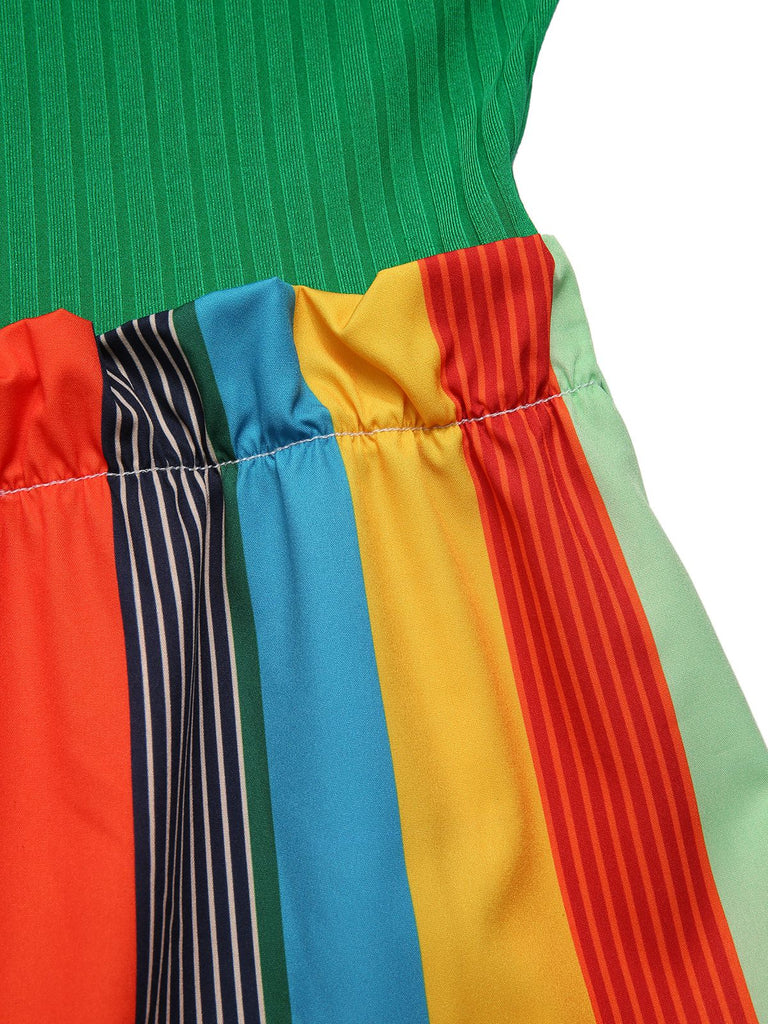 Tuta lunga nera a righe in maglia cintura anni '50