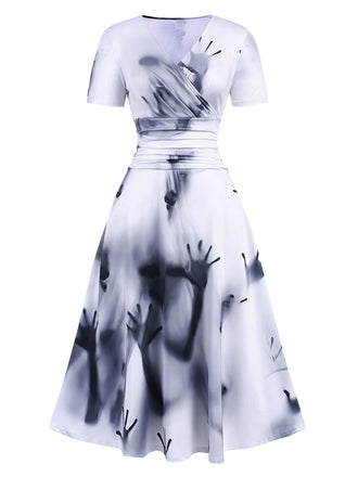 Abito impronte di mani Halloween nero anni '40