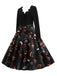 Abito con colletto a petalo Halloween nero anni '50