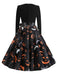 Abito con colletto a petalo Halloween nero anni '50