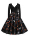 Abito con colletto a petalo Halloween nero anni '50