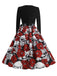 Abito teschio rose con colletto a petalo Halloween nero anni '50
