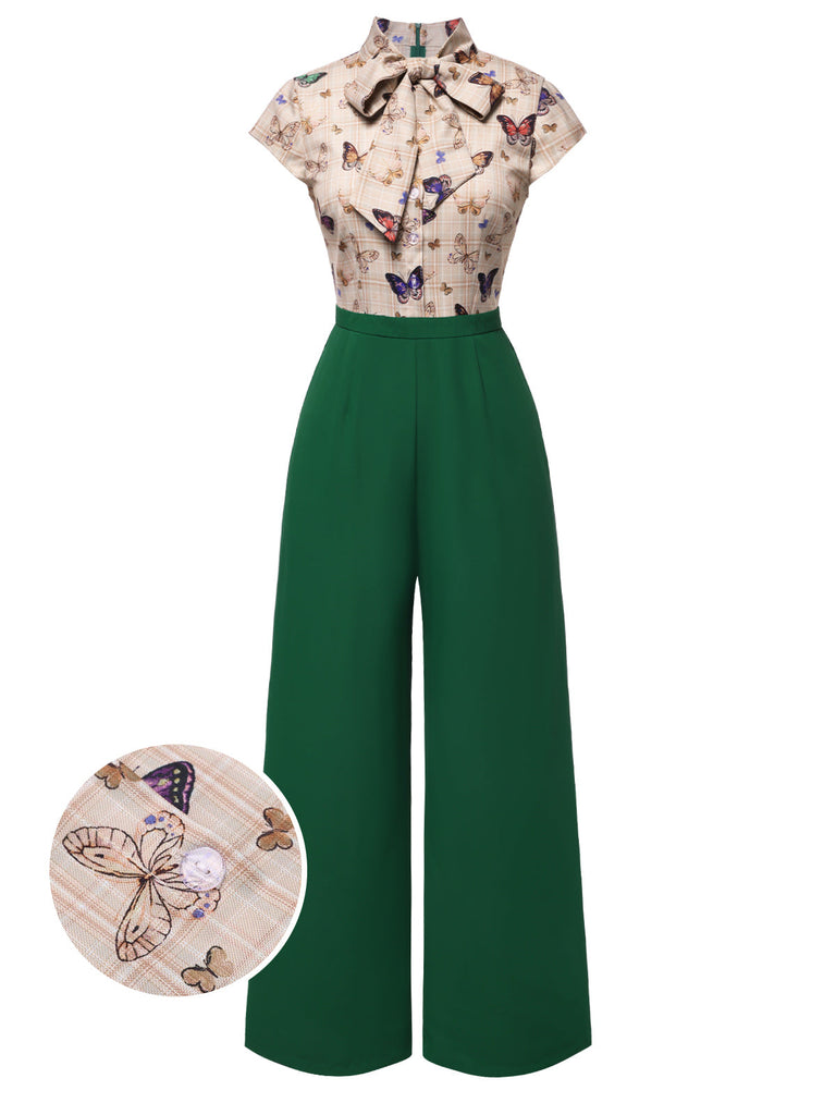 [Prevendita] Tuta lunga con farfalla e plaid verde anni '30