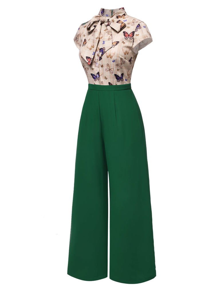 [Prevendita] Tuta lunga con farfalla e plaid verde anni '30