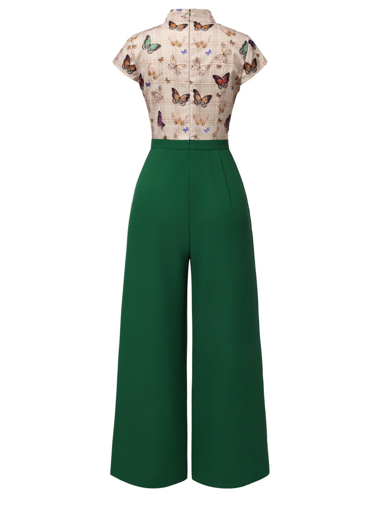 [Prevendita] Tuta lunga con farfalla e plaid verde anni '30