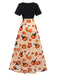 Abito con zucca patchwork Halloween multicolore anni '50