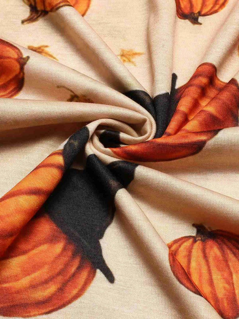 Abito con zucca patchwork Halloween multicolore anni '50