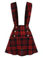 Gonna con bretelle a quadri rosso anni '80