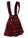 Gonna con bretelle a quadri rosso anni '80