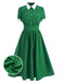 Abito con colletto a camicia a contrasto verde anni '40