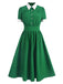Abito con colletto a camicia a contrasto verde anni '40