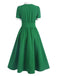 Abito con colletto a camicia a contrasto verde anni '40