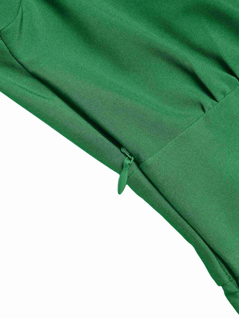 Abito con colletto a camicia a contrasto verde anni '40