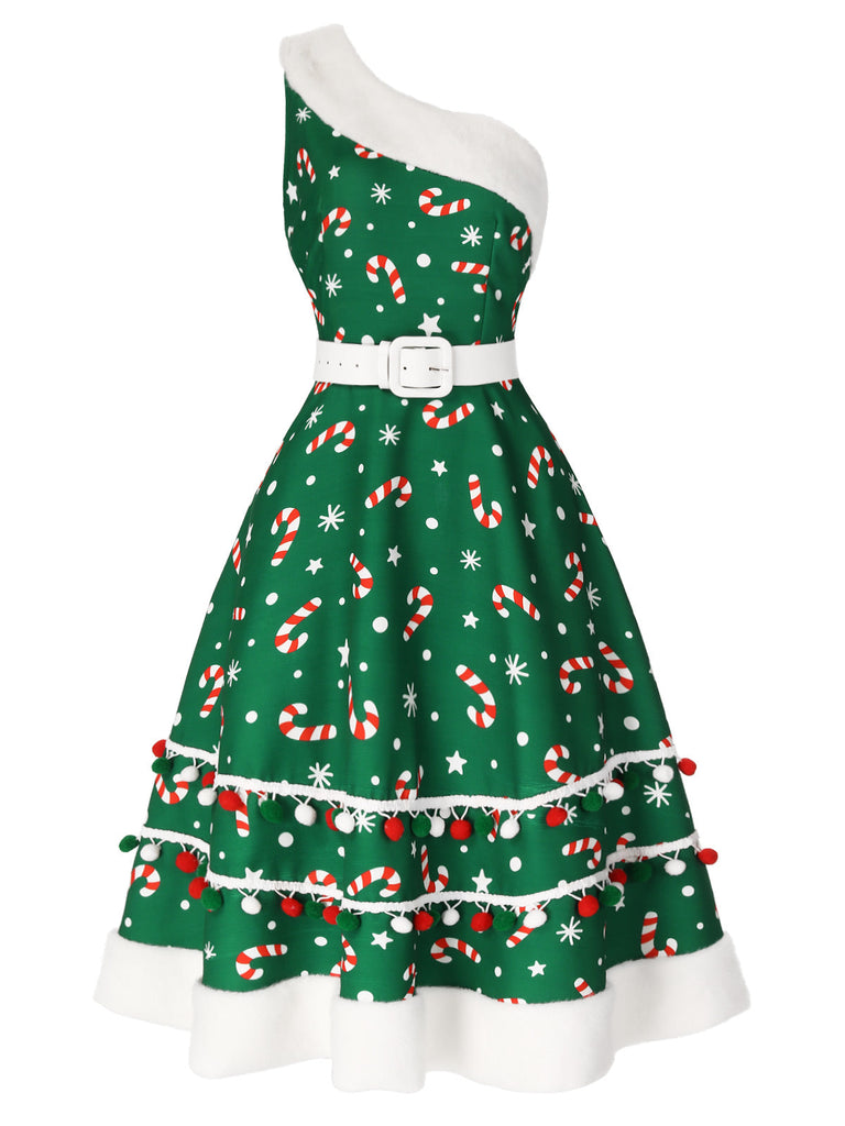 Abito a forma di bastoncino di zucchero verde anni '50