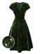Abito in velluto perla scollo a V profondo verde anni '40