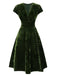 Abito in velluto perla scollo a V profondo verde anni '40