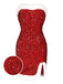 Abito senza spalline con paillettes rosso anni '60