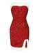 Abito senza spalline con paillettes rosso anni '60