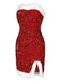 Abito senza spalline con paillettes rosso anni '60