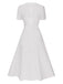 Abito in pizzo con scollo a V patchwork bianco anni '40