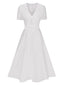 Abito in pizzo con scollo a V patchwork bianco anni '40