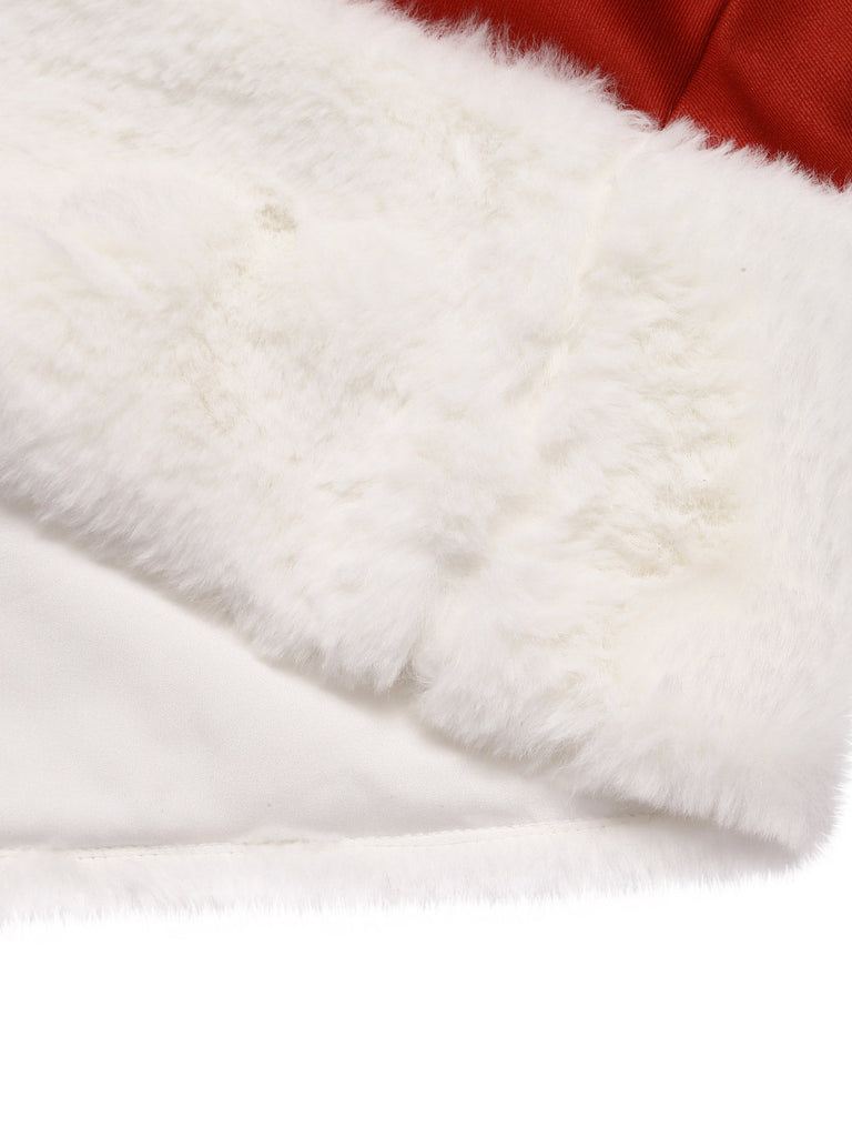 2PCS Abito e scialle di pelliccia con fiocco Natale anni '50