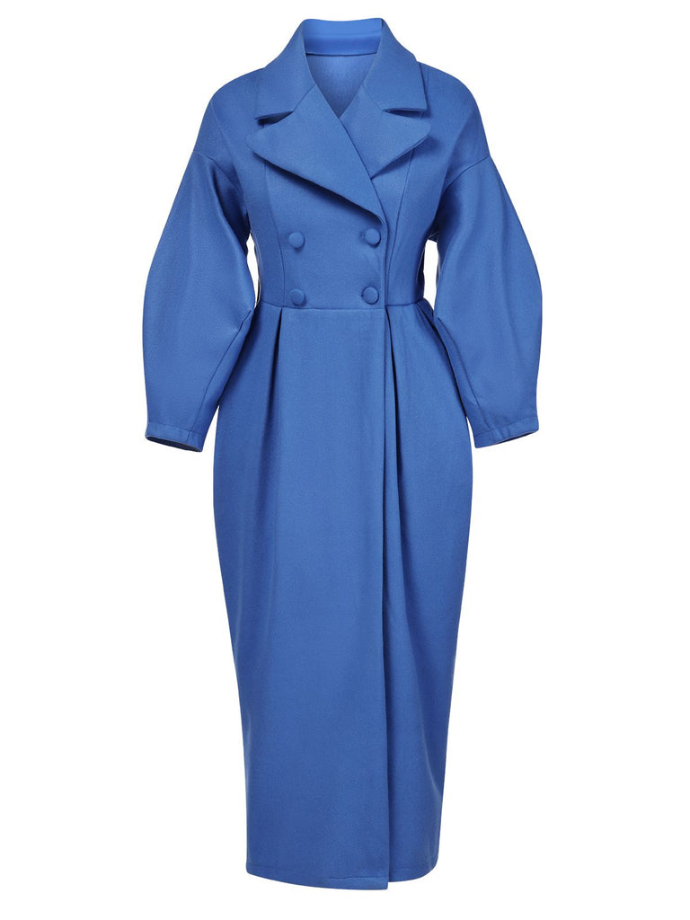 Cappotto con maniche a lanterna e ampi revers nero anni '60