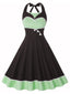 Abito a pois a contrasto con scollo all'americana anni '50