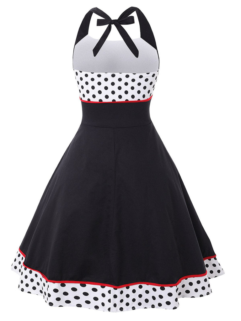 Abito a pois a contrasto con scollo all'americana anni '50