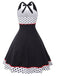 Abito a pois a contrasto con scollo all'americana anni '50