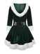 Abito con cappuccio in velluto natalizio verde anni '60
