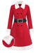 Cappotto doppiopetto con cintura in peluche rosso anni '40