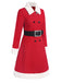 Cappotto doppiopetto con cintura in peluche rosso anni '40