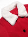Cappotto doppiopetto con cintura in peluche rosso anni '40