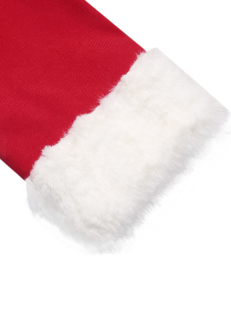 Cappotto doppiopetto con cintura in peluche rosso anni '40