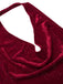 Abito a sirena scollo a cappuccio glitter rosso intenso anni '30