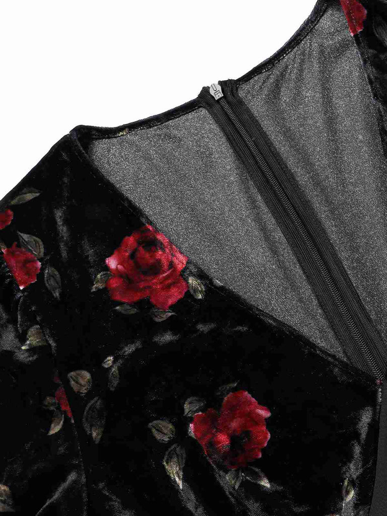 Abito a sirena rosé in velluto nero anni '30