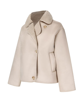 Cappotto in pile polare con fodera beige anni '60