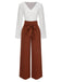 2PCS Top con scollo a V e pantaloni larghi anni '30